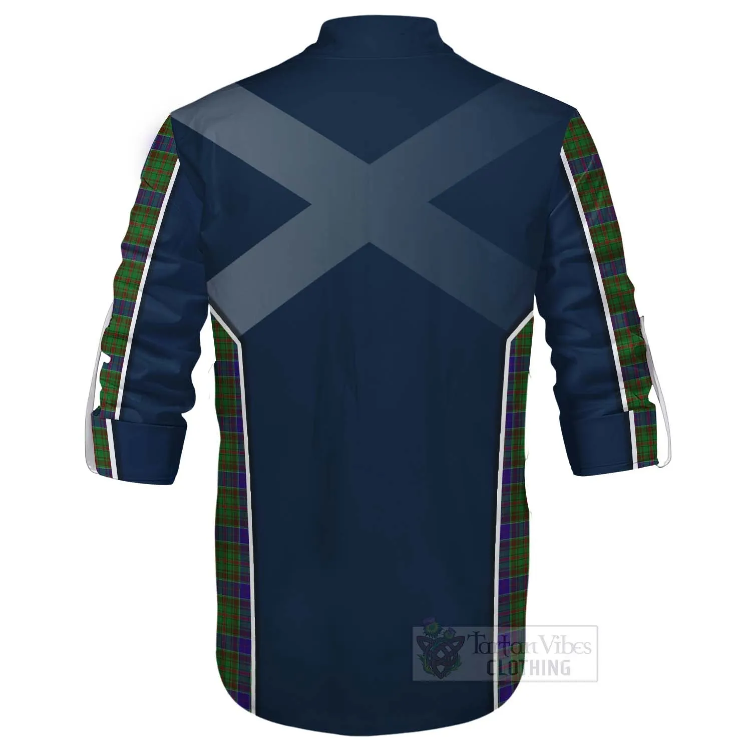 Adam Tartan Ghillie Kilt Shirt with Family Crest and Scottish Thistle Vibes Sport Style