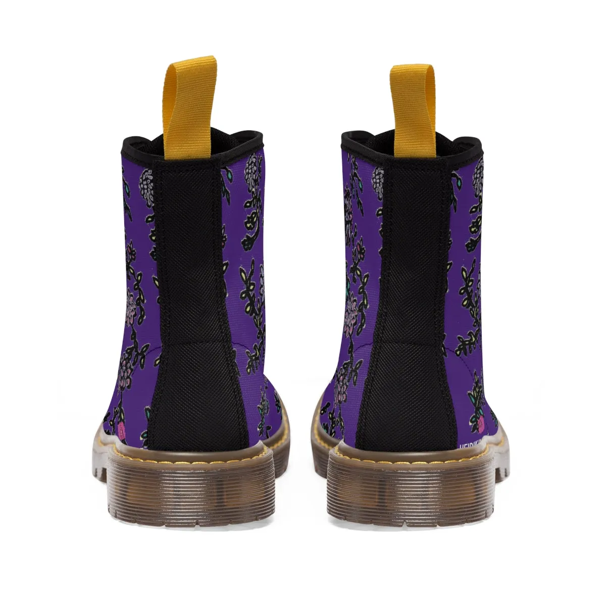 Dark Purple Floral Women's Boots, Purple Floral Women's Boots, Best Winter Boots For Women (US Size 6.5-11)