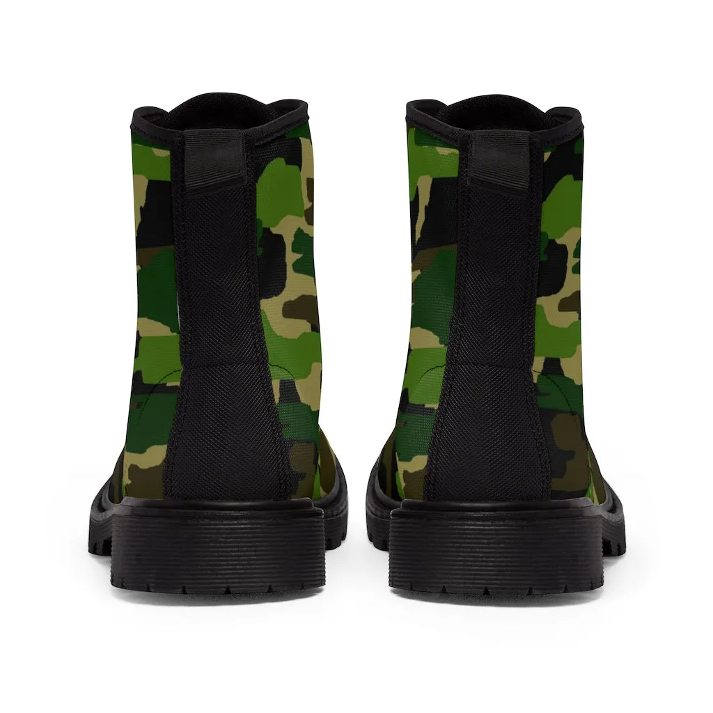 Green Camo Print Women's Boots, Army Military Camouflage Printed Ladies' Premium Winter Boots