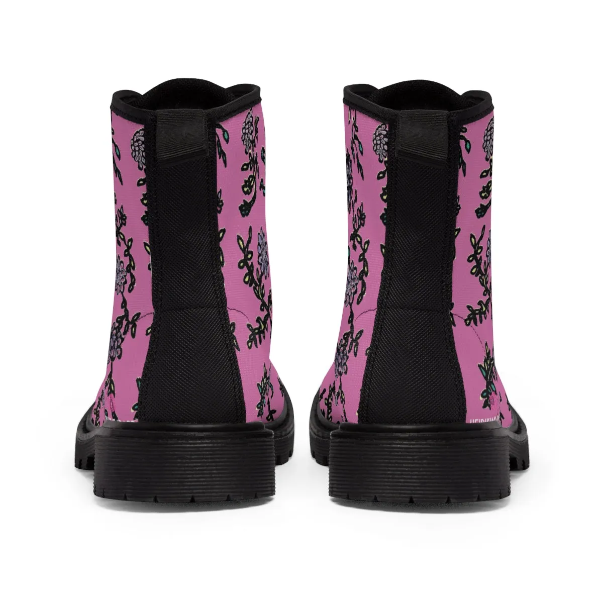 Pink Floral Print Women's Boots, Purple Floral Women's Boots, Best Winter Boots For Women (US Size 6.5-11)
