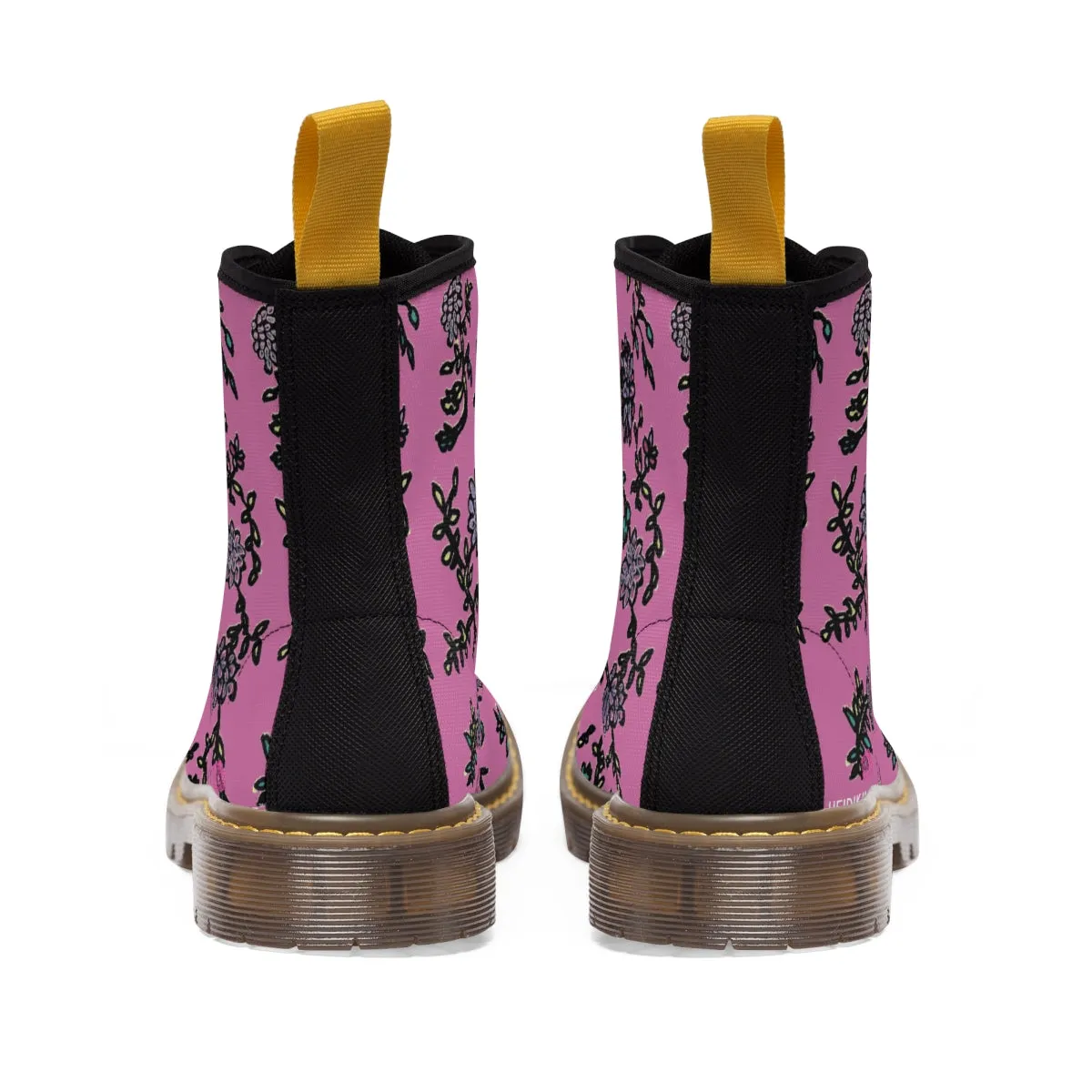 Pink Floral Print Women's Boots, Purple Floral Women's Boots, Best Winter Boots For Women (US Size 6.5-11)