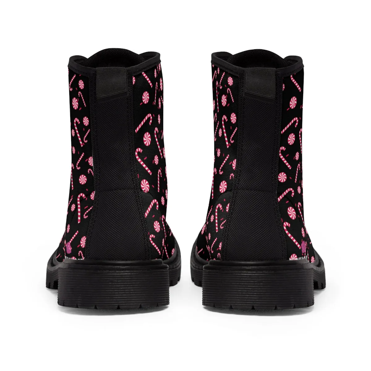 Red Candy Cane Women's Boots, Best Red Candy Cane Christmas Winter Boots For Women