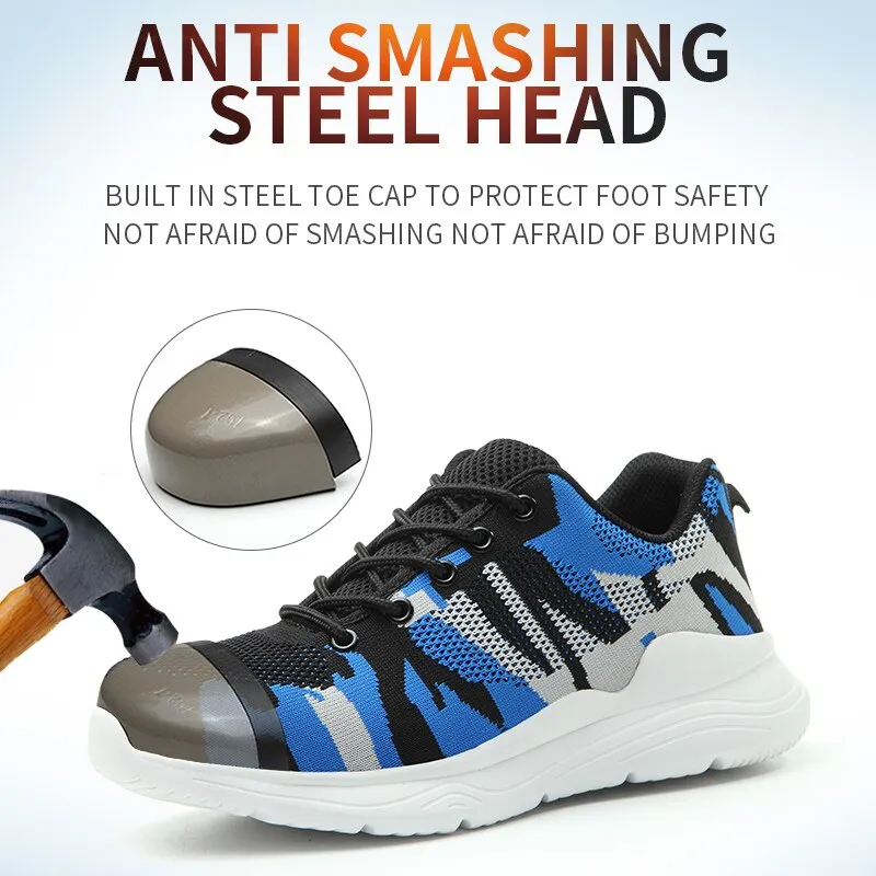 Safety Shoes Men Indestructible Boots Steel Toe Safety Shoes Puncture-Proof Sneakers Boots Outdoor Comfortable Women Safety Boot